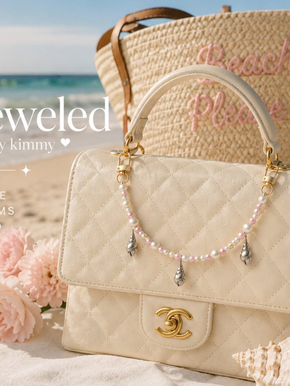 Pink Pearl Seashell Bag Charm